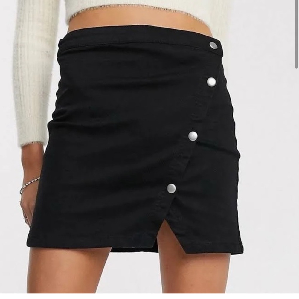 Free People We The Free Notched Denim Mini Skirt in True Black-Size 4 NWOT